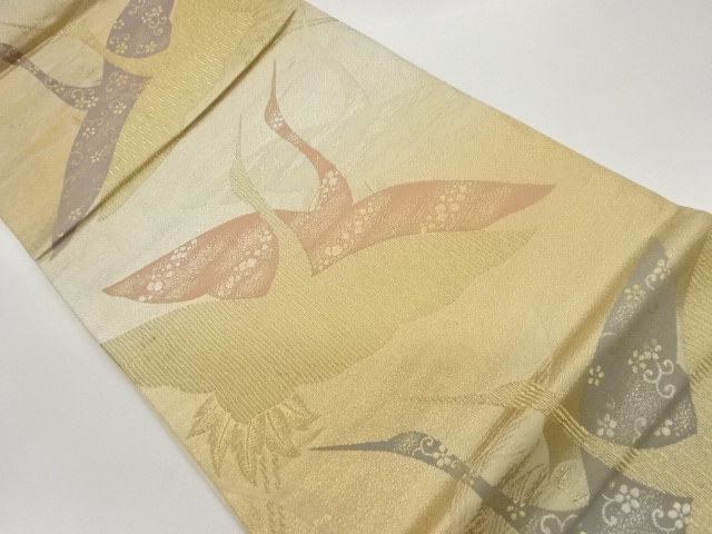 JAPANESE KIMONO / VINTAGE FUKURO OBI / WOVEN CRANES